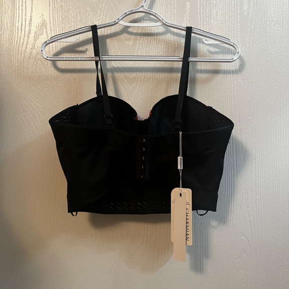 NWT Charmian Rhinestone Push Up Bra Bustier Cropped XL Club-wear Selena - Picture 6 of 13